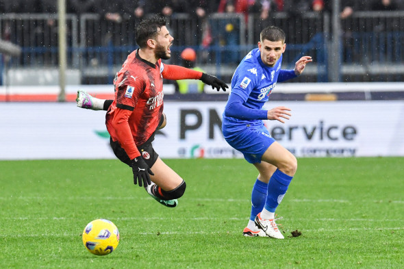 Theo Hernandez (Milan) is fouled by Razvan Marin (Empoli) during Empoli FC vs AC Milan, Italian soccer Serie A match in