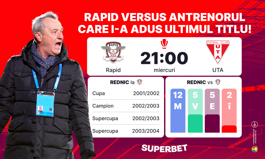 (P) Bergodi vrea ”vittoria”, Strâmbul e în linie dreaptă spre play-off. SuperOfertă pentru Rapid - UTA, meciul în care Rednic își înfruntă trecutul