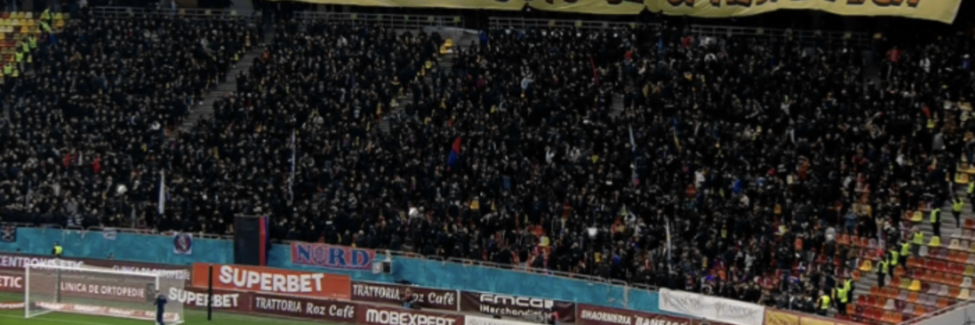 Mesajul afișat de suporterii FCSB-ului, înainte de meciul cu Rapid