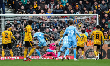 Emirates FA Cup Quarter- Final Wolverhampton Wanderers v Coventry City Ellis Simms of Coventry City scores a goal to mak