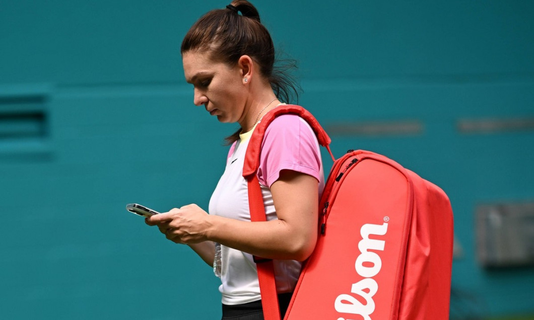 MIAMI GARDENS FL - MARCH 15: Simona Halep is seen on the practice court during the 2024 Miami Open at Hard Rock Stadium
