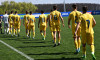 Fotbalistii romani la startul meciului de fotbal dintre Romania U17, U 17 si Tara Galilor U17, din cadrul Turneului Euro