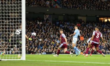 Manchester City v Aston Villa Premier League 03/04/2024. Goal Rodri of Manchester City scores a goal 1-0 during the Prem
