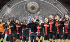 FOTOMONTAGE: Bayer Leverkusen vor dem Gewinn der Deutschen Meisterschaft. ARCHIVFOTO; Schlussjubel LEV, die Mannschaft f