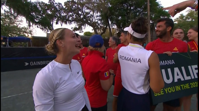 Imaginile bucuriei, după calificarea României la turneul final al BIllie Jean King Cup / Foto: captură Digi Sport