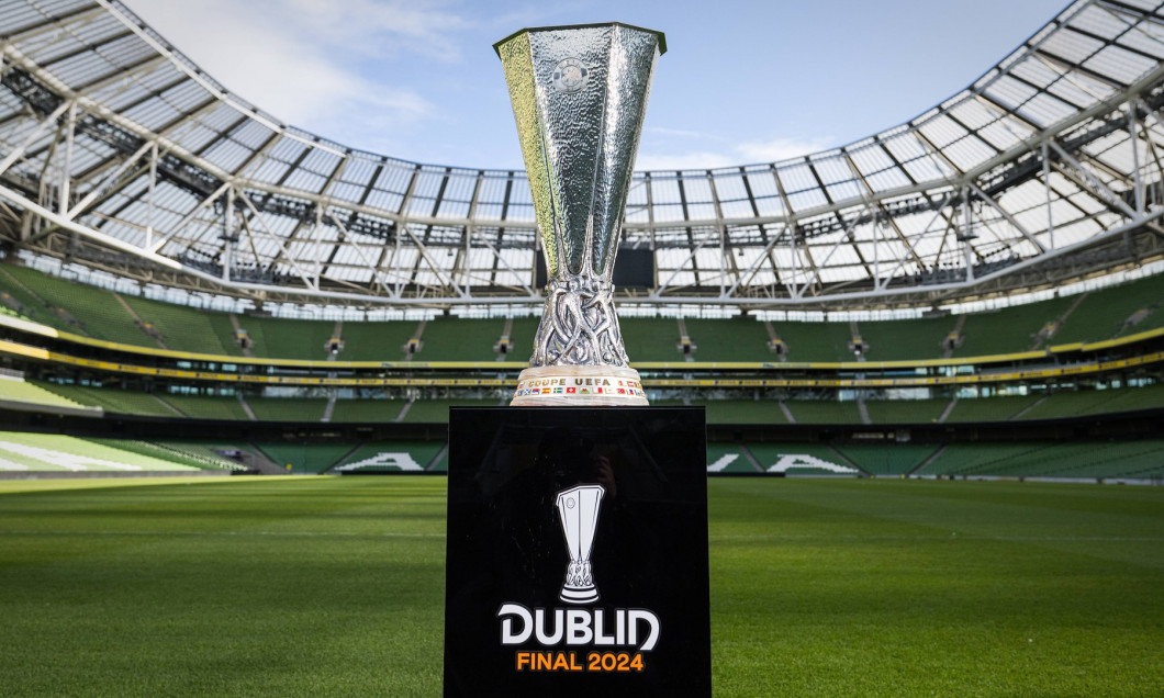 UEFA Europa League Trophy Tour With John O Shea, Aviva Stadium, Dublin 16/4/2024 A view of the Europa League Trophy A vi