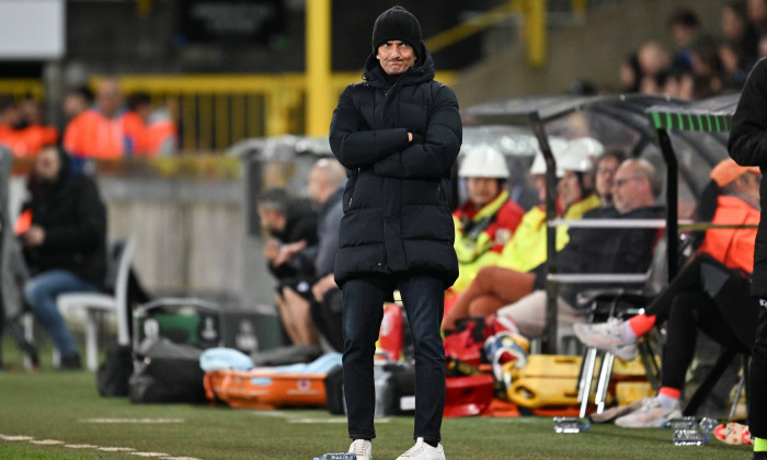 240411 Club Brugge vs PAOK Head Coach Razvan Lucescu of PAOK pictured during the Uefa Conference League Quarter final ro
