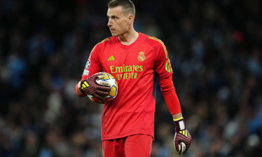 ENG: Manchester City v Real Madrid.UEFA Champions League match. Quarter-finals Andriy Lunin of Real Madrid during the UE