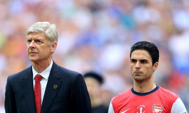 File photo dated 17-05-2014 of Arsenal manager Arsene Wenger and Mikel Arteta prior to kick-off. Mikel Arteta is hopeful of bringing former Arsenal boss Arsene Wenger back to the Emirates Stadium in some capacity after revealing initial talks have taken p