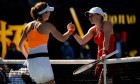 Melbourne, Australia. 24th Jan, 2022. Australia, January 24, 2022, Alize Cornet of France &amp; Simona Halep of Romania in action during the fourth round at the 2022 Australian Open, WTA Grand Slam tennis tournament on January 24, 2022 at Melbourne Park in Me