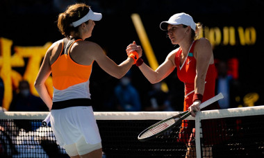 Melbourne, Australia. 24th Jan, 2022. Australia, January 24, 2022, Alize Cornet of France &amp; Simona Halep of Romania in action during the fourth round at the 2022 Australian Open, WTA Grand Slam tennis tournament on January 24, 2022 at Melbourne Park in Me