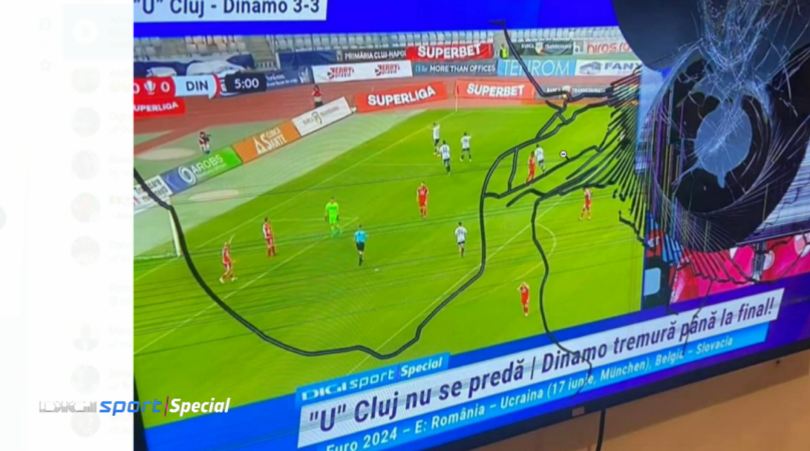Remiza cu ”U” Cluj i-a ”pus capac”! Un fan dinamovist și-a spart televizorul: ”Încă se poate uita la emisiune”