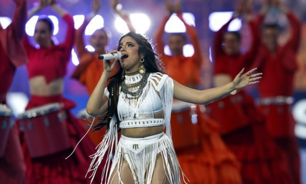 Paris, France. 28th May, 2022. PARIS - Camila Cabello during the UEFA Champions League final match between Liverpool FC and Real Madrid at Stade de Franc on May 28, 2022 in Paris, France. ANP | DUTCH HEIGHT | MAURICE VAN STONE Credit: ANP/Alamy Live News