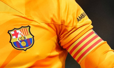 FC Barcelona, Barca RCD Mallorca. La Liga EA Sports match. Date 28 FC Barcelona shield and captain bracelet on Marc-Andr