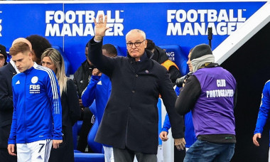 Claudio Ranieri manager of Watford waves to the Leicester crowd as he gets a standing ovation upon his return to the King Power Stadium
