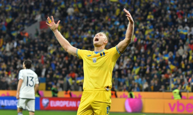 Leverkusen, Germany - November 20, 2023: Artem Dovbyk of Ukraine reacts after not scored a goal during UEFA EURO 2024 Qualifying game Ukraine v Italy at BayArena stadium in Leverkusen. Game draw 0-0