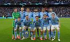 Man City pre match team photo (back row l-r) Goalkeeper Ederson, Erling Haaland, Rodri, Josko Gvardiol, Manuel Akanji a