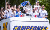 Real Madrid Celebrate Winning The La Liga EA Sports Title 2023/2024 MADRID, SPAIN - MAY 12: The open top bus with the Re