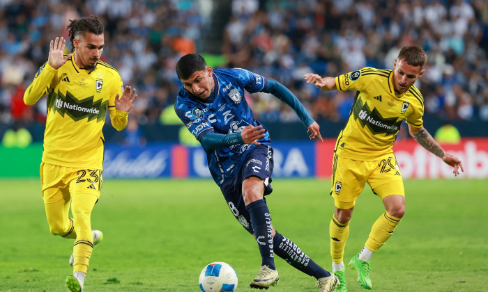 RECORD DATE NOT STATED Concacaf Champions Cup 2024 Pachuca vs Columbus - Final Bryan Gonzalez (L) of Pachuca fights for