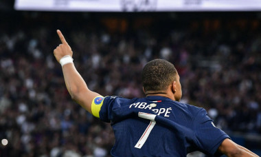 Paris Saint-Germain&apos;s forward Kylian Mbappe celebrates scoring a goal during the French L1 football match between Paris Saint-Germain and Toulouse FC at the Parc des Princes stadium in Paris on May 12, 2024. Photo by Firas Abdullah/ABACAPRESS.COM Credit: