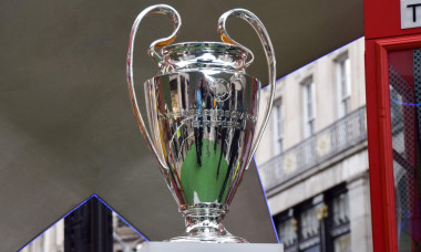 London, UK. 30th May 2024. The Champions League trophy is displayed in Regent Street as the Champions League Festival takes over London ahead of the final. Borussia Dortmund will face off with Real Madrid at Wembley Stadium on 1st June. Credit: Vuk Valcic