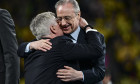 Carlo Angelotti ( Trainer / Cheftrainer Madrid ) mit Florentino Perez, Borussia Dortmund vs. Real Madrid, Fussball, Cham