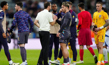 England manager Gareth Southgate (left) with Jack Grealish following an international friendly at St. James' Park, Newcastle. Picture date: Monday June 3, 2024.