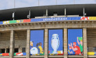 Berlin, Germany - June 7, 2024: Details of the UEFA EURO 2024 set-up inside the Olympiastadion Berlin during the Open Media Day in week before the UEFA EURO 2024 Tournament