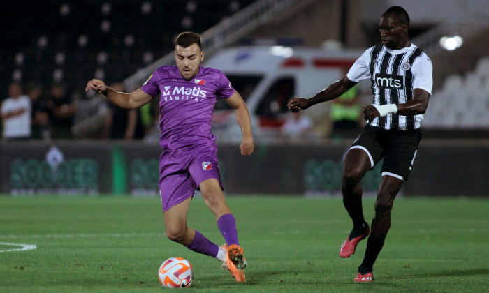 27.08.2023 Belgrade(Serbia) FK Partizan-FK Javor Matis Mozzart Bet Super Liga men s football Luka Gojkovic(L) Javor,Fran