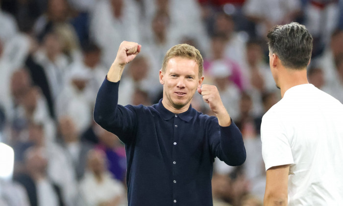 Julian Nagelsmann (Deutschland, Trainer) mit Sieger Gestik, Freude, Zufriedenheit, Optimismus , Fussball, UEFA , Europa