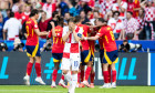 UEFA EURO, EM, Europameisterschaft,Fussball 2024: Spanien - Kroatien; 15.06.2024 Dani Carvajal (Spanien, 2) im Jubel, au
