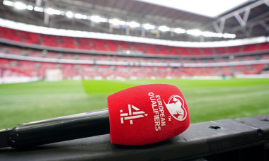 A Channel 4 Sport branded microphone on a hoarding ahead of the UEFA Euro 2024 Group C qualifying match at Wembley Stadium, London. Picture date: Sunday March 26, 2023.