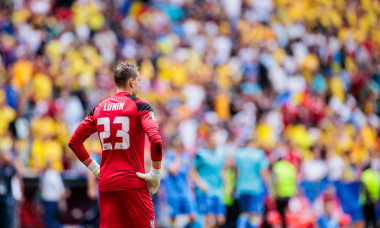 UEFA EURO 2024: Rumänien - Ukraine; 17.06.2024 Andriy Lunin (Ukraine, 23) frustriert nach der Niederlage UEFA EURO 2024: