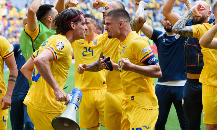 Munich, Germany, June 17th 2024: Ianis Hagi (10 Romania) and Razvan Marin (18 Romania) after the UEFA EURO, EM, Europame