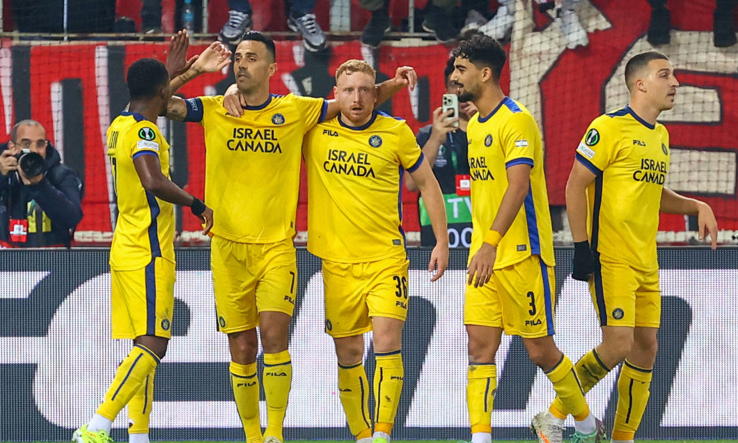 Olympiacos F.C. v Maccabi Tel Aviv UEFA Europa Conference League Eran Zahavi of Maccabi Tel Aviv celebrates scoring his