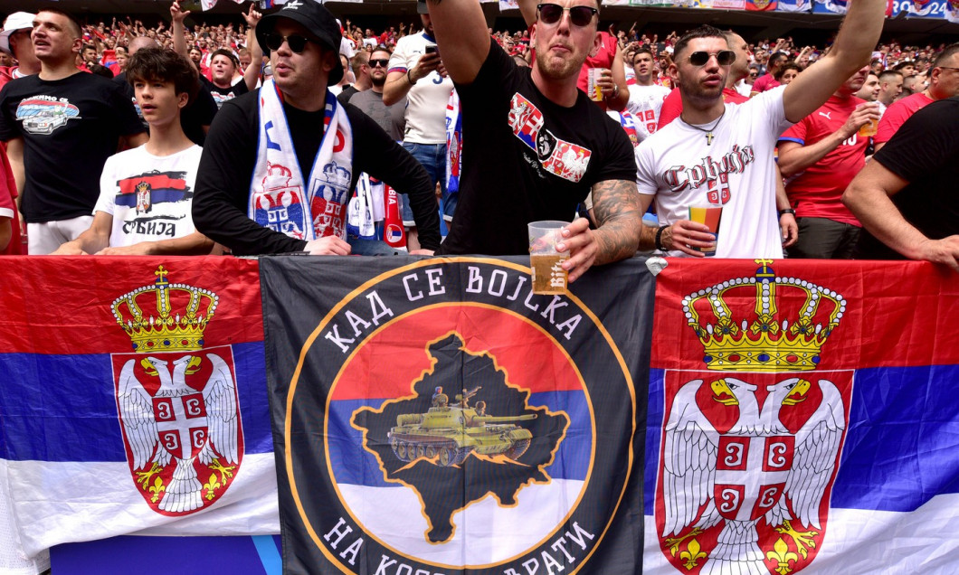 Munich, Germany, June 20st 2024: Serbian Fans before the UEFA EURO, EM, Europameisterschaft,Fussball 2024 football match