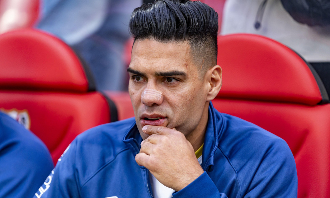 Madrid, Spain. 15th May, 2024. Radamel Falcao Garcia of Rayo Vallecano seen sitting in the bench during the La Liga EA Sports 2023/24 football match between Rayo Vallecano vs Granada CF at Estadio de Vallecas on May 15, 2024 in Madrid, Spain. Credit: Inde