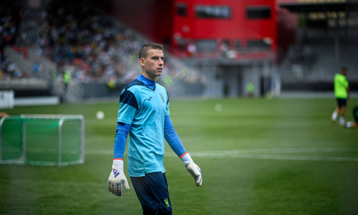 WIEDENSBADEN, GERMANY - 13 JUNE, 2024: Andriy Lunin, The open practice of Ukraine national football team at Brita Arena