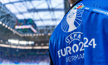 EURO2024 Photo Logo Veltins Arena Schalke Europameisterschaft Spanien vs. Italien, Herren, Fussball, 2. Spieltag, EURO 2