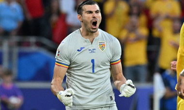 240622 EURO2024 BELGIUM VS ROMANIA Florin Nita (1) of Romania reacts during a soccer game between the national teams of