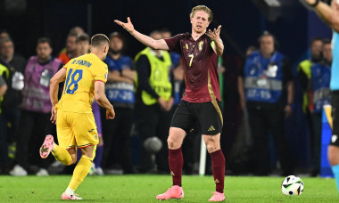 Kevin De Bruyne reactioneaza in meciul de fotbal dintre Belgia si Romania, contand pentru UEFA EURO, EM, Europameistersc