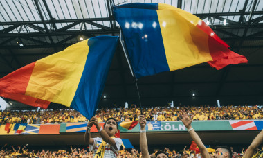 Koeln, RheinEnergieStadion, 22.06.2024: Fans from romania wave flags during the match UEFA European Championship, EM, Eu