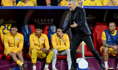 Coach Edward Iordanescu of Romania pictured during a soccer game between the national teams of Belgium, called the Red Devils and Romania on the second matchday in Group E in the group stage of the UEFA Euro 2024 tournament , on Saturday 22 June 2024 in