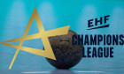 Symbolbild EHF Champions League (Handball): Logo und Nahaufnahme von einem Handball *** Symbolic image of the EHF Champi