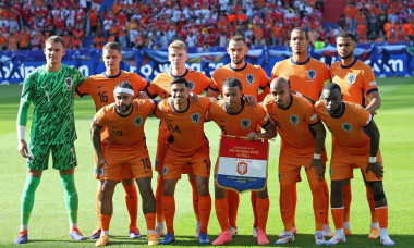 Berlin, Germany. 25th Jun 2024. Players of Netherlands National Team pose for a group photo before the UEFA EURO 2024 group stage match Netherlands v Austria at Olympiastadion in Berlin, Germany. Credit: Oleksandr Prykhodko/Alamy Live News