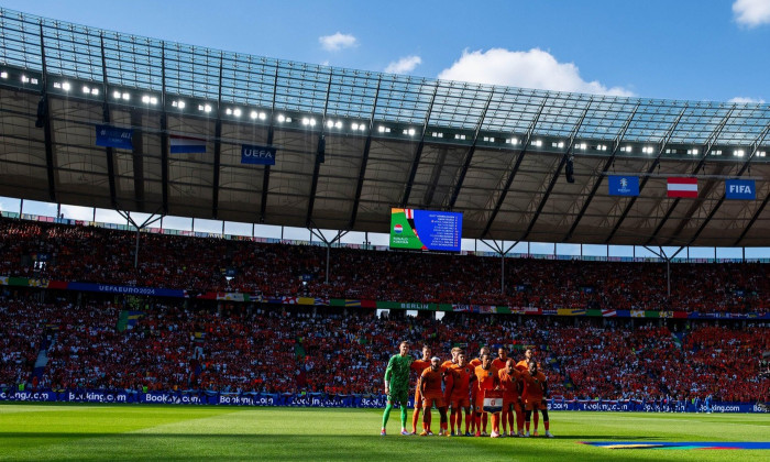 Teamfoto Startelf Niederlande, GER, Netherlands (NED) vs Austria (AUT), Fussball Europameisterschaft, UEFA EURO 2024, Gruppe D, 3. Spieltag, 25.06.2024Foto: Eibner-Pressefoto/Michael Memmler