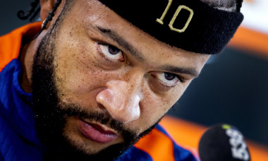 WOLFSBURG - Memphis Depay during a media moment of the Dutch national team in the Volkswagen Arena on June 30, 2024 in Wolfsburg, Germany. The Dutch national team is preparing for the eighth finals at the European Football Championship in Germany against