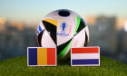 June 27, 2024, Berlin, Germany. Flags of the Netherlands and Romania - participants of the European Football Championship playoffs and official ball 2