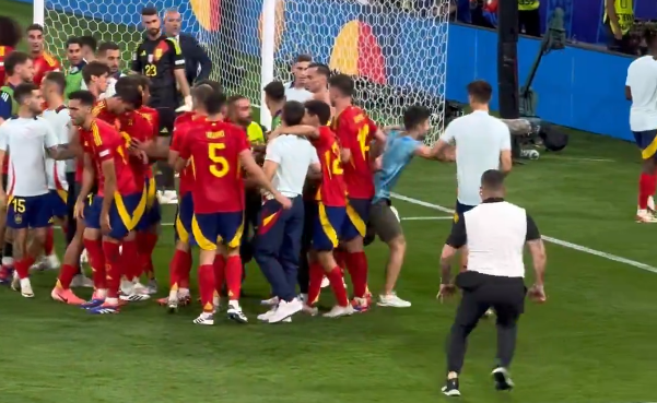 Scandal la EURO, după Spania - Franța: un jucător a fost lovit din plin de un steward! UEFA, trasă la răspundere