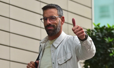 Welcome Back to manchester, New Manchester united coach Ruud Van Nistelrooy is seen arriving to hotel in happy spirit as he gives thumbs up after spending the day at carrington training ground